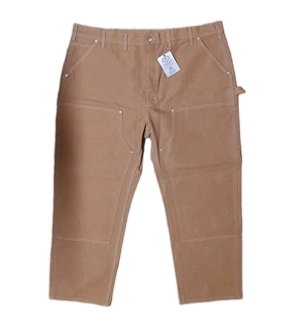 Carhartt Work Pants Mens 44 x 30 Loose Fit Firm Duck Double Front Brown USA